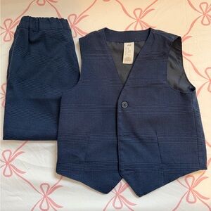Toddler’s Navy Blue Suit Vest and Pants Set